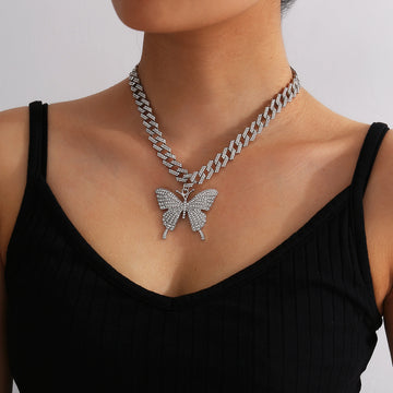 Cuban Big Butterfly Alloy Necklace
