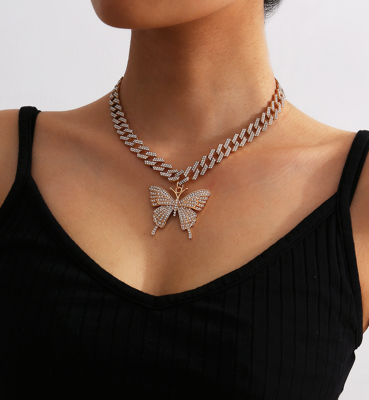 Cuban Big Butterfly Alloy Necklace