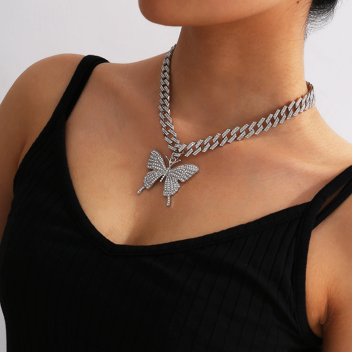 Cuban Big Butterfly Alloy Necklace
