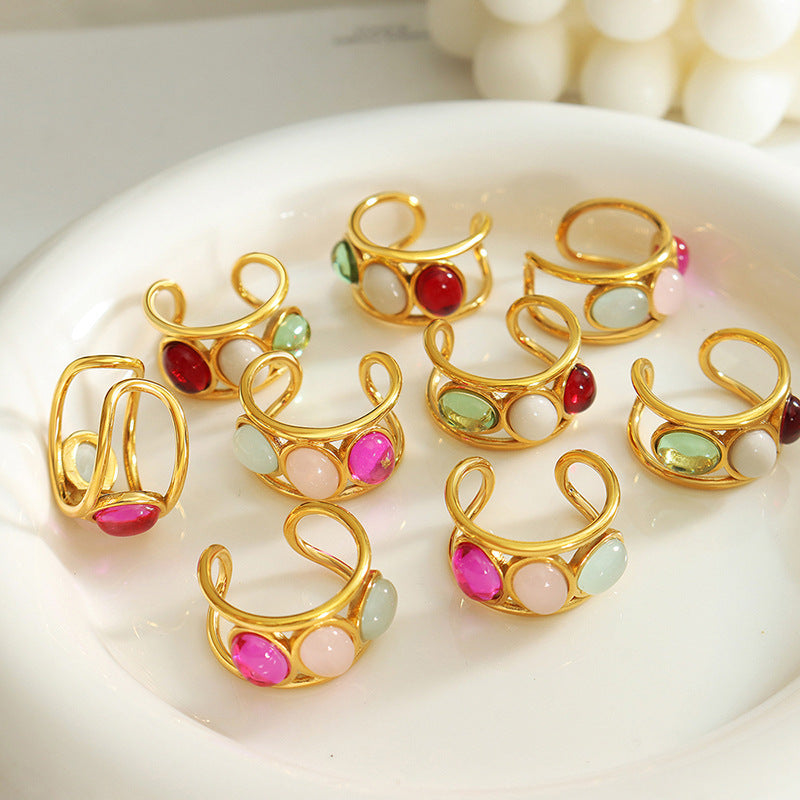 Women Multi Color Beaded Ring - Niza Noir