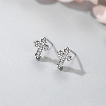 S925 Silver Temperament Diamond Cross Earrings