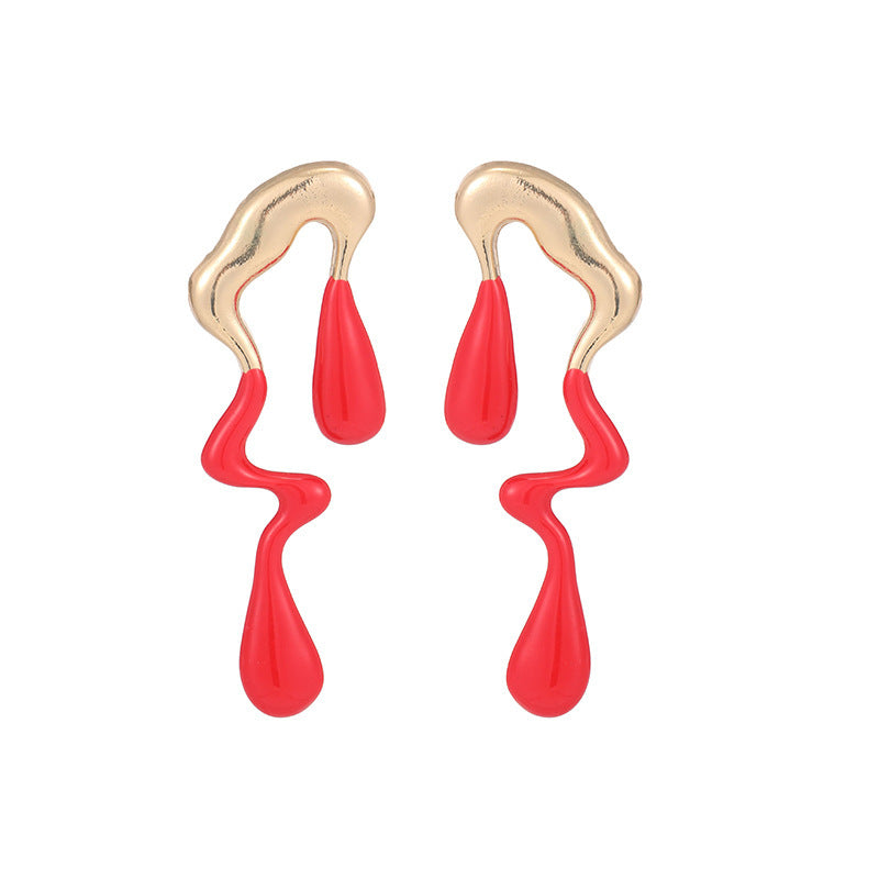 Liquid Irregular Alloy Water Drop Earrings - Niza Noir