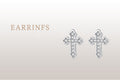 S925 Silver Temperament Diamond Cross Earrings