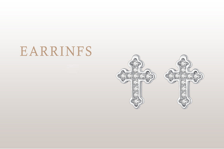 S925 Silver Temperament Diamond Cross Earrings
