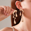 Liquid Irregular Alloy Water Drop Earrings - Niza Noir