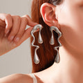 Liquid Irregular Alloy Water Drop Earrings - Niza Noir