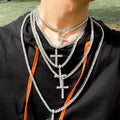 Men Hip Hop Cross Pendant Necklace with 4mm Zircon