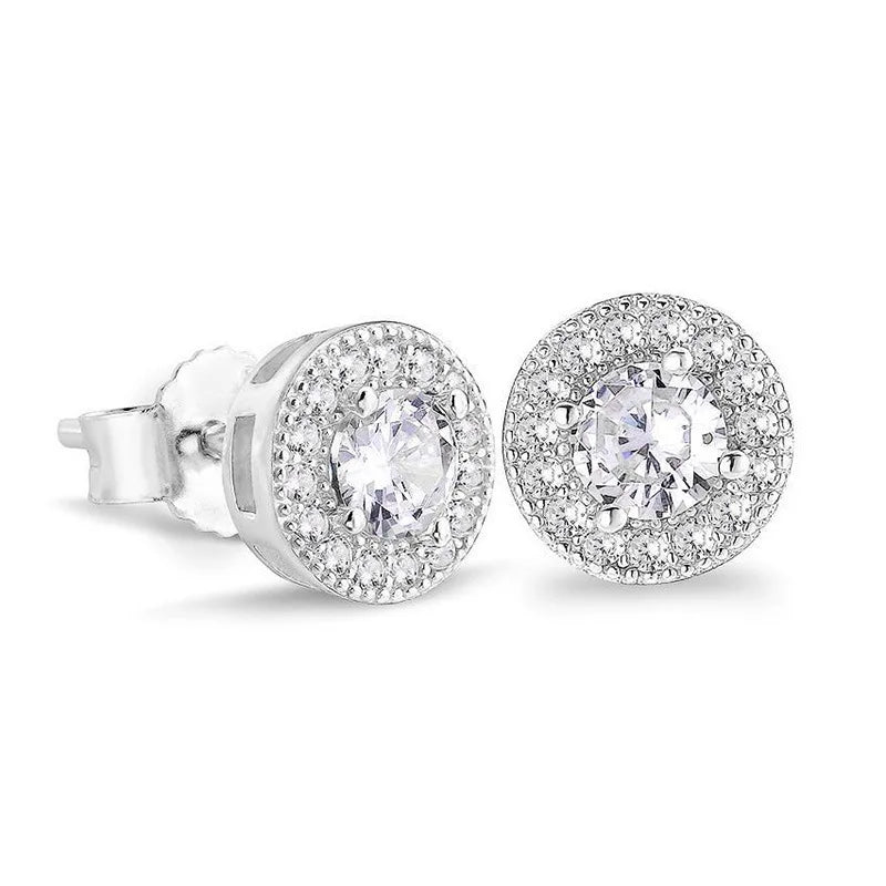 Fashion Round Zirconia Stud Earrings