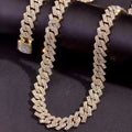 2Pcs Golden Cross Necklace Prong Cuban Link Chain