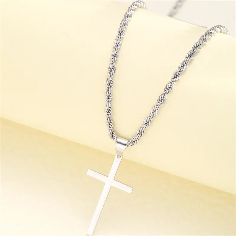 Stainless Steel Twisted Chain Long Necklace