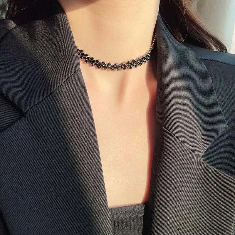 Fashion Sliver Color Crystal Choker Necklaces