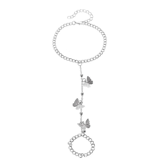 Pearl Butterfly Link Chain Bracelet