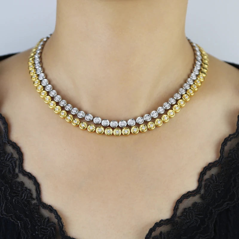 Geometric Round Shaped Dot Beaded Choker Necklace