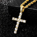 Men Hip Hop Cross Pendant Necklace with 4mm Zircon