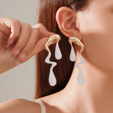 Liquid Irregular Alloy Water Drop Earrings - Niza Noir