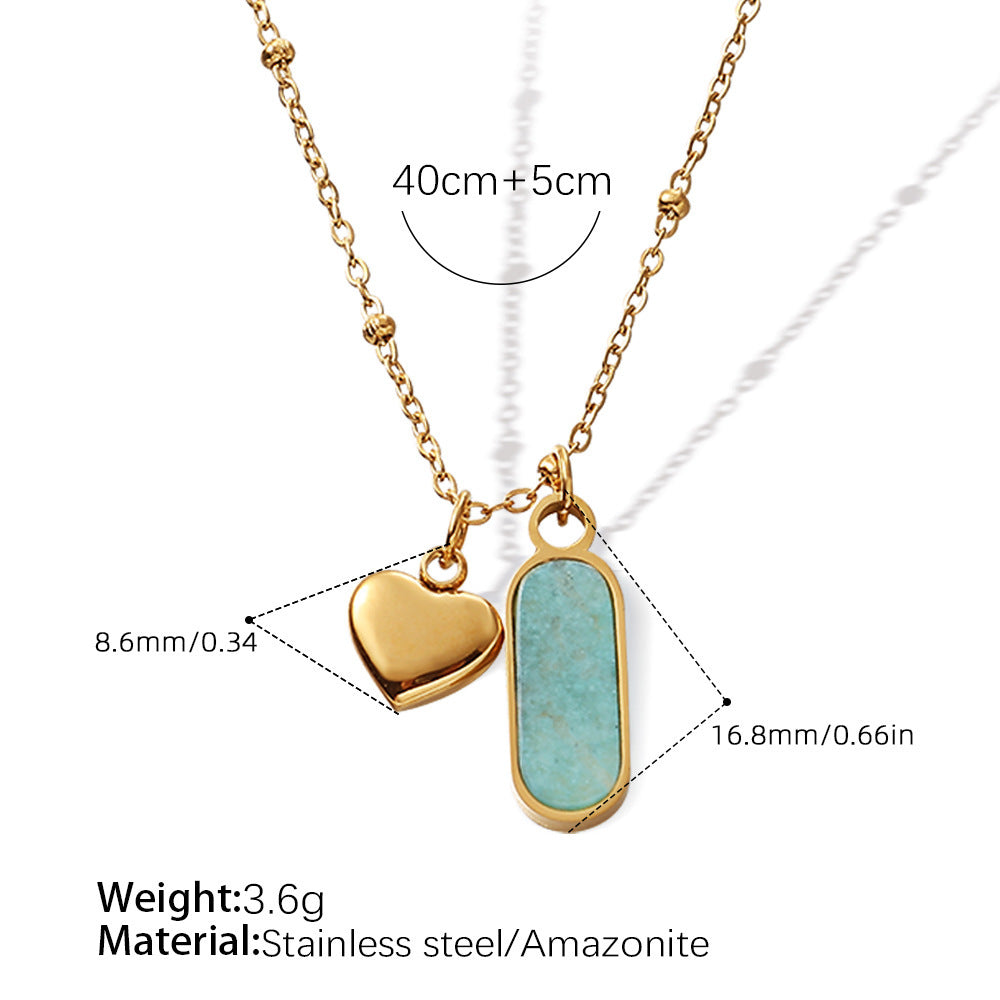 Light Luxury Titanium Heart Stone Pendant - Niza Noir