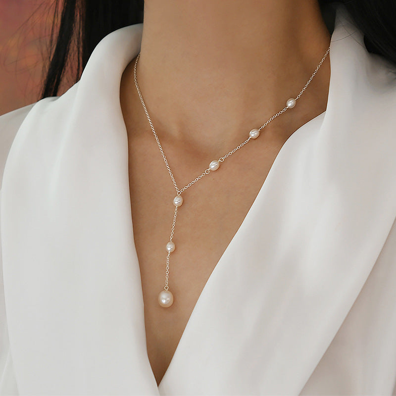 925 Silver Light Luxury Pearl Necklace - Niza Noir